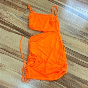 Vibrant Orange Cutout Dress